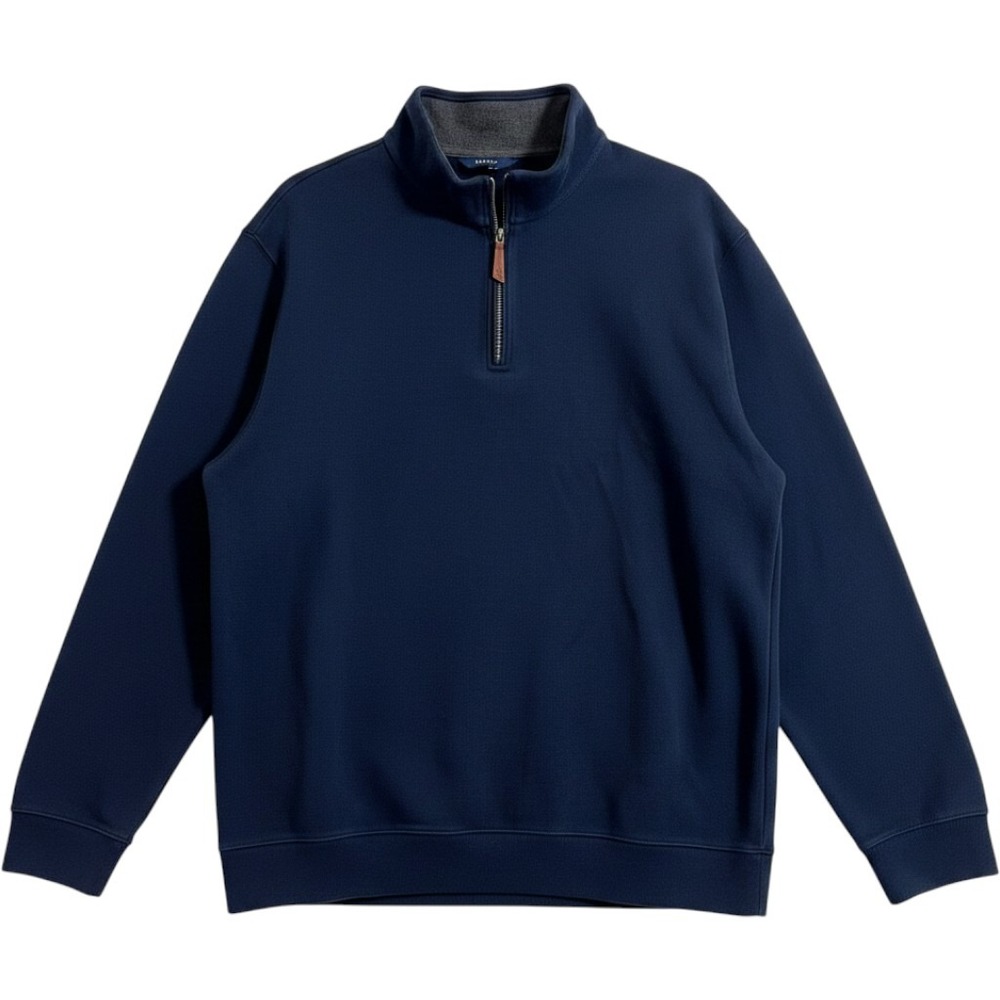 Lands End Mens XXL/T Navy Blue Quarter Zip Pullover Sweatshirt Tall‎ Mock Neck